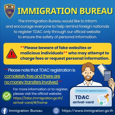 Thai Immigration warning about TDAC scams